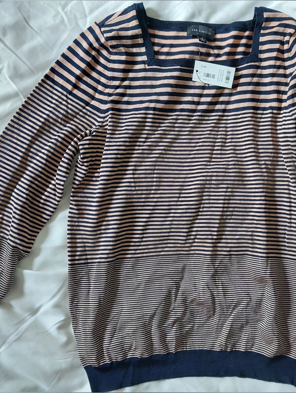 The Limited Navy & Peach Striped Long Sleeve Size Small